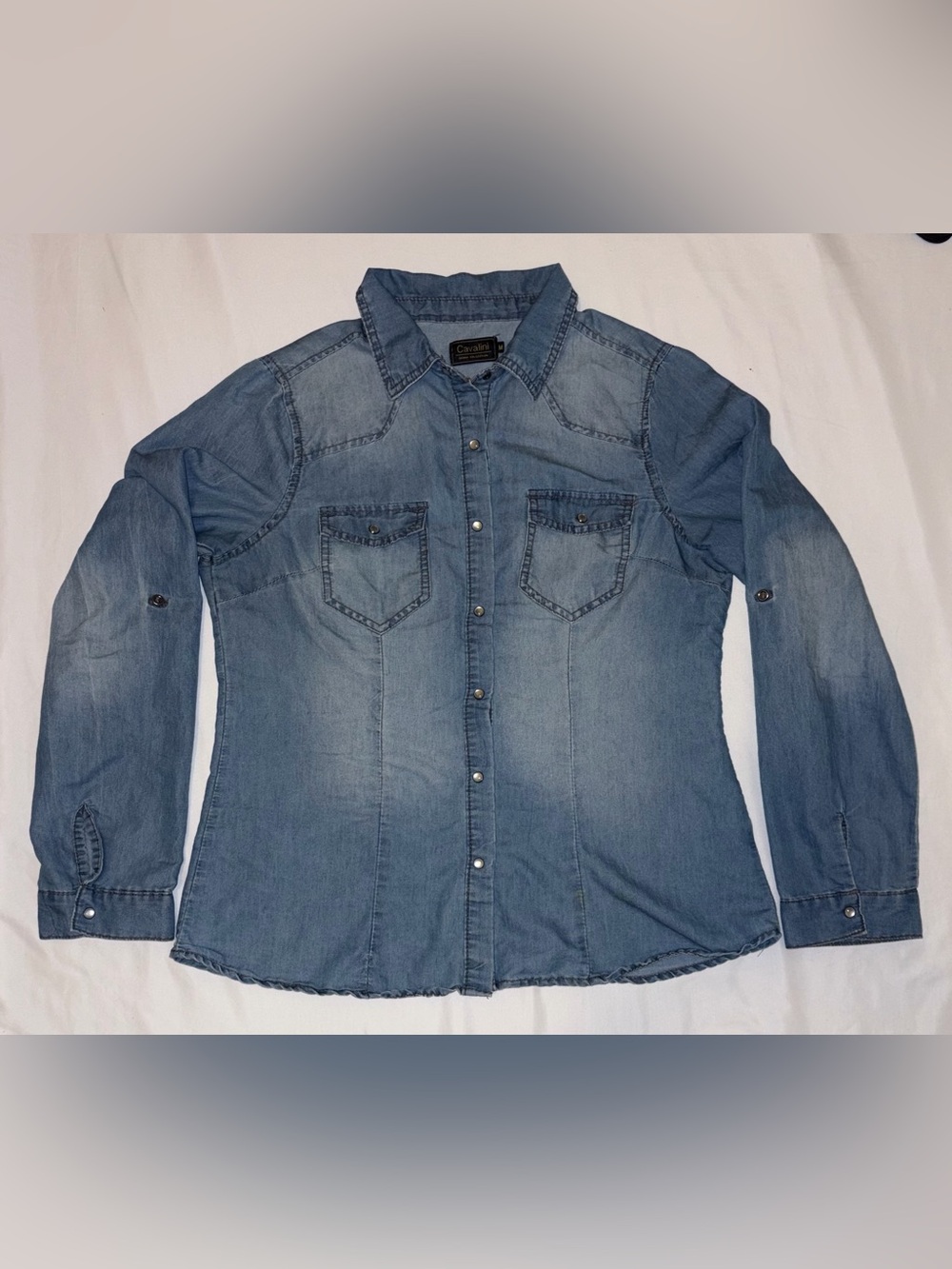 Cavalini Medium Blue Denim Western Button-Down Shirt